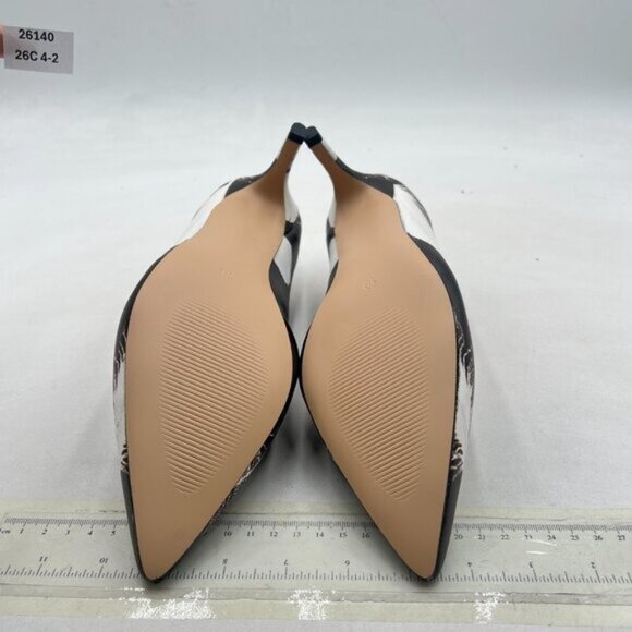 YDN Feather White Mid Heels Slip on Loafer Pumps Pointy Toe Slide Prom Shoes - Picture 7 of 8